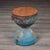 This side table is formed from two large hand-forged riveted iron bowls joined at their waists in an hourglass...