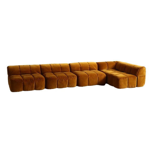Strips Sofa in Velvet by Cini Boeri for Arflex, Italy, 1968, Set of 4 For Sale