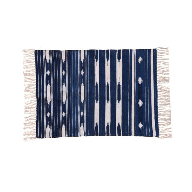 Boho Chic Violet Rug, 10x14, Blue & White For Sale - Image 3 of 3