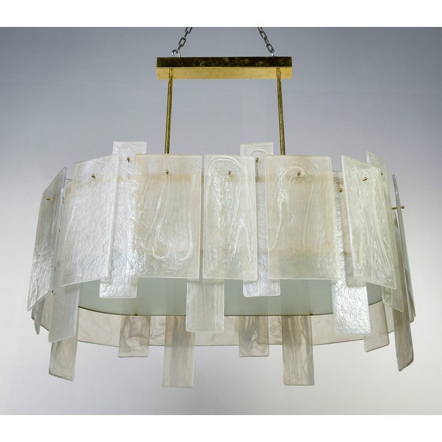 New Italian Large Oval Murano Glass Plaques Chandelier For Sale - Image 11 of 11