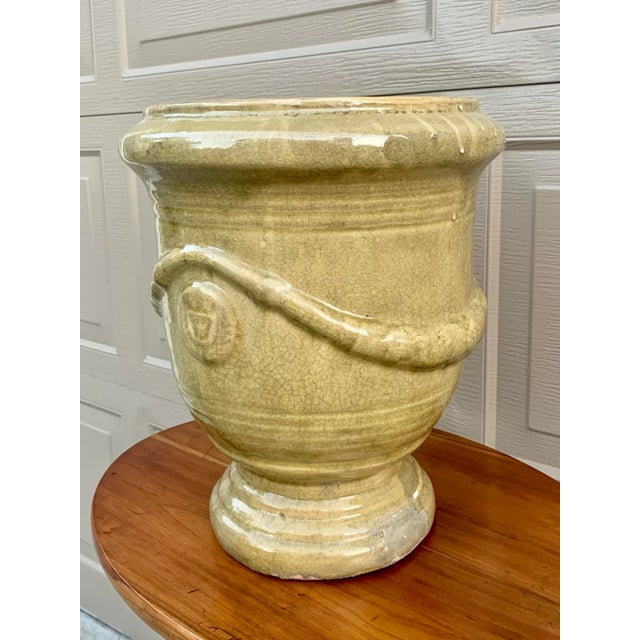 Late 20th Century French Provincial Glazed Earthenware Pedestal Planter For Sale - Image 5 of 12