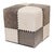 Handmade Cowhide Leather Patchwork Ottoman Pouf With Cross Stitch Detail 18x18x18 In For Sale - Image 10 of 10