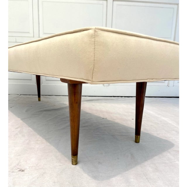 Mid-Century Upholstered Tapered Leg Bench Attributed to Thayer Coggin For Sale In Los Angeles - Image 6 of 10