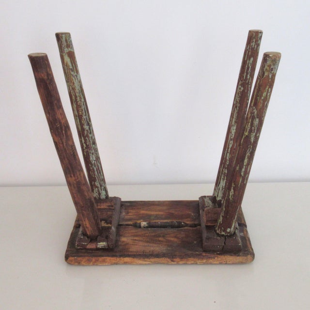 Wood Vintage Folk Art Stool, 1920s For Sale - Image 7 of 12
