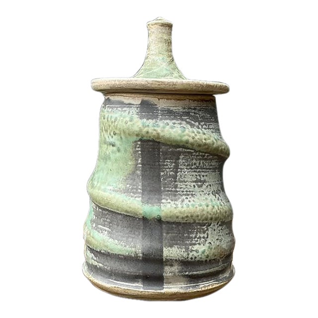 Vintage Original Studio Pottery Lidded Jar For Sale