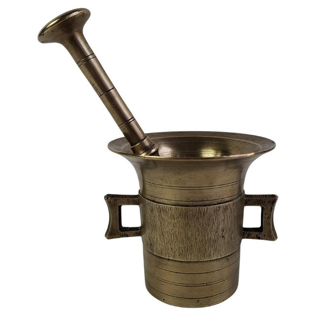Antique Historicism Brass Mortar and Pestle, Austria-Hungary, 1890s For Sale - Image 12 of 12