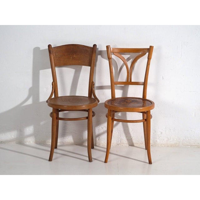 Antique dining chairs from ton (c.1920-1950) dimensions: chair #1: length: 42 cm depth: 45 cm height: 90 cm seat: 47...