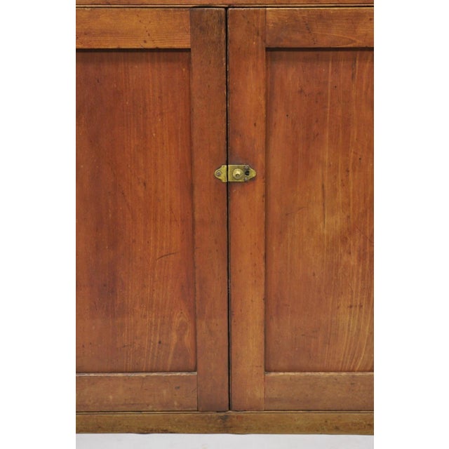 Antique Colonial Primitive Cherry Wood Glass Front Corner China Cabinet Cupboard For Sale - Image 12 of 18