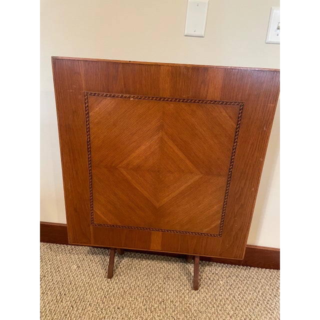 Early 20th Century (1930's) square folding card table with wood inlay border on top. Given to my by my great aunt and uncle.