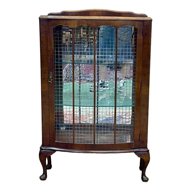 English Walnut Display Cabinet, 1950s For Sale