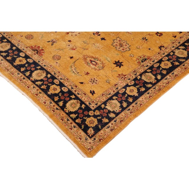 1990s 1990s Bohemien Ziegler Gold Blue Hand-Knotted Wool Rug - 10'1'' X 13'3'' For Sale - Image 5 of 8