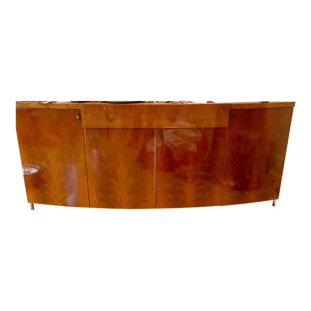 1990s Italian Burlwood Buffet, Radiated Front Design For Sale