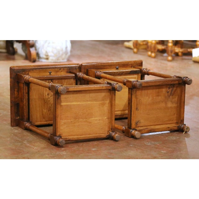 Pair of Mid-Century French Louis XIII Style Normandy Oak Side Tables For Sale - Image 15 of 15