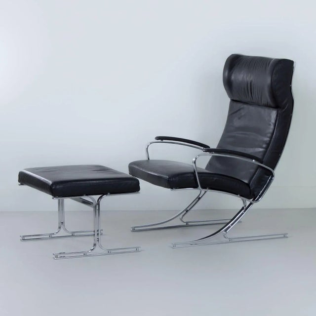 Walter Knoll Set of Berlin Lounge Chair with Footstool by Meinhard Gerkan for Walter Knoll, 1970s For Sale - Image 4 of 12