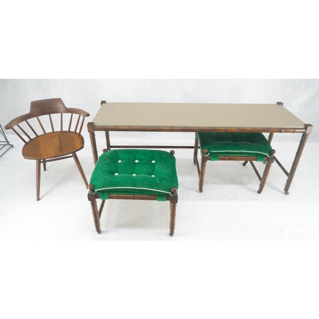 Mid Century c1970s Faux Bamboo Console Sofa Table & Pair Nesting Benches MINT! For Sale - Image 17 of 18