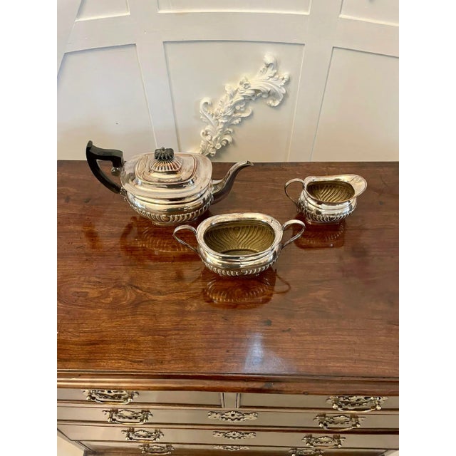 Antique Edwardian Quality Silver Plated Tea Set, 1900s, Set of 3 For Sale - Image 12 of 12