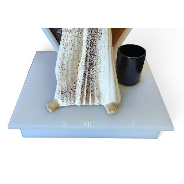 Ceramic Vintage Mid Century Modern Lucite Moss Table Lamp W/ Hedi Schoop Ceramic Figurine For Sale - Image 7 of 9