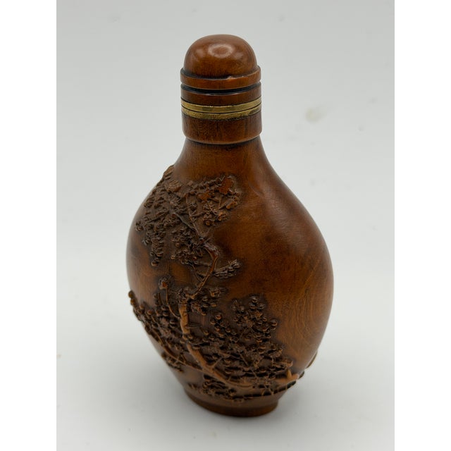 Contemporary Wood Snuff Bottle With Trees With Carvings of Trees For Sale - Image 4 of 12
