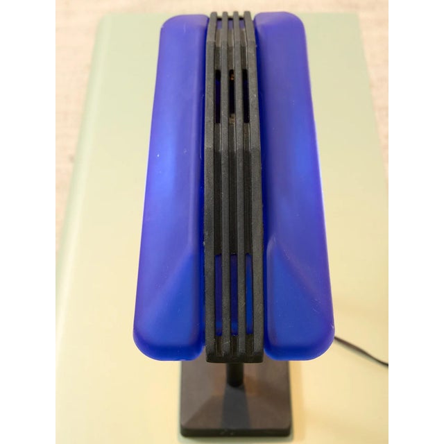 Black Vintage Postmodern Cobalt Blue and Black Double Arm Desk Lamp For Sale - Image 8 of 11