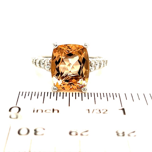 Natural Morganite Diamond Ring 14k Gold 4.26 TCW Certified, Size 5 For Sale - Image 14 of 15