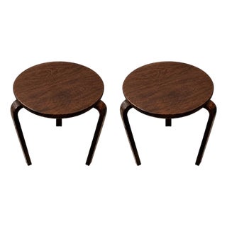 Pair of Attributed Alvar Aalto Model 60 Stools by Finsven, Sweden, Mid-20th Century. For Sale