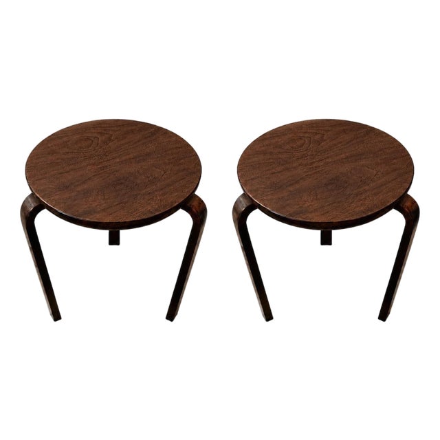 Pair of Attributed Alvar Aalto Model 60 Stools by Finsven, Sweden, Mid-20th Century. For Sale