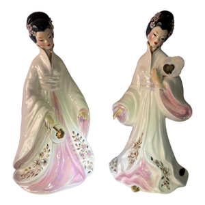 1940s Cho Cho and Sakura Sculptures, a Pair