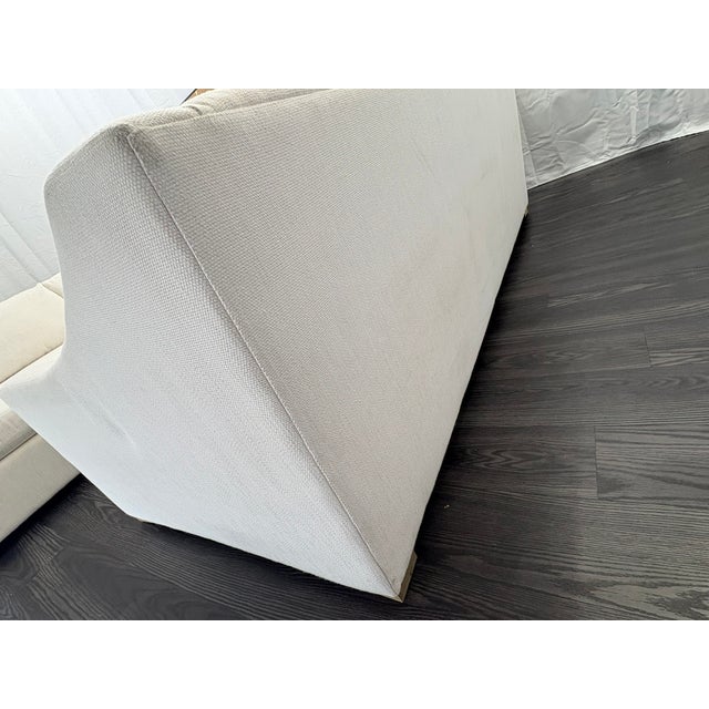 Rh Belgian Classic Slope Arm Bench-Cushion L-Sectional | Down | Perennials® Performance Textured Two-Tone Linen – Natural For Sale - Image 11 of 18