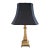Brass Table Lamp With Custom Black Silk Shade For Sale