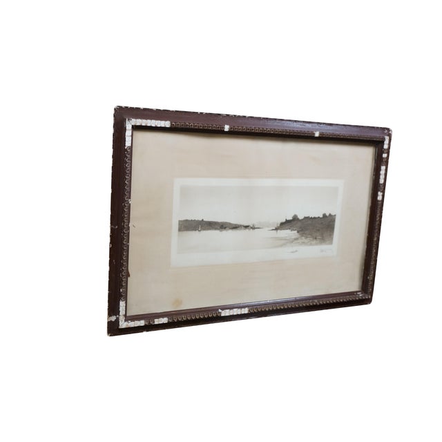 Realism Antique Edward Loyal Field Signed Panoramic Sailboat Seascape Etching 35" For Sale - Image 3 of 12