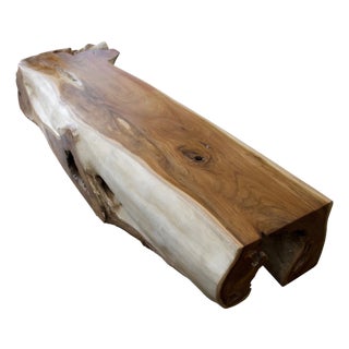 Andrianna Shamaris Teak Wood Log Bench or Coffee Table For Sale