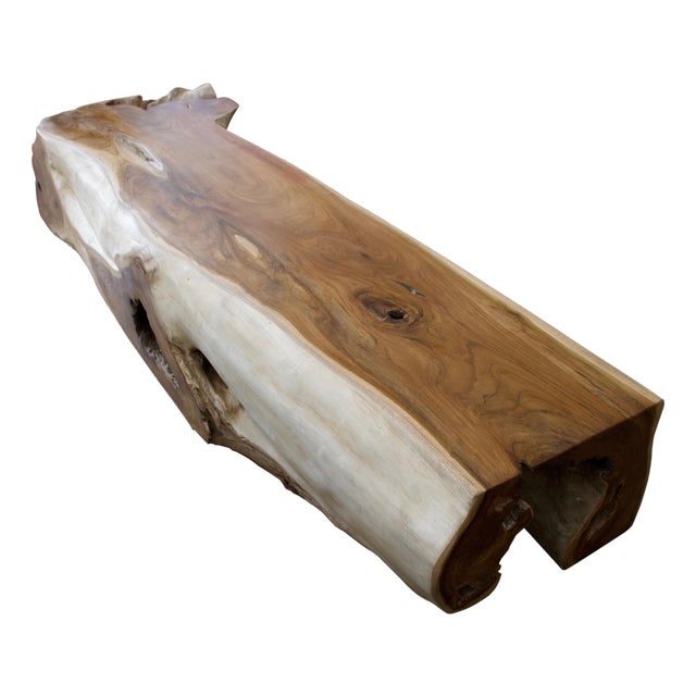 Andrianna Shamaris Teak Wood Log Bench or Coffee Table For Sale