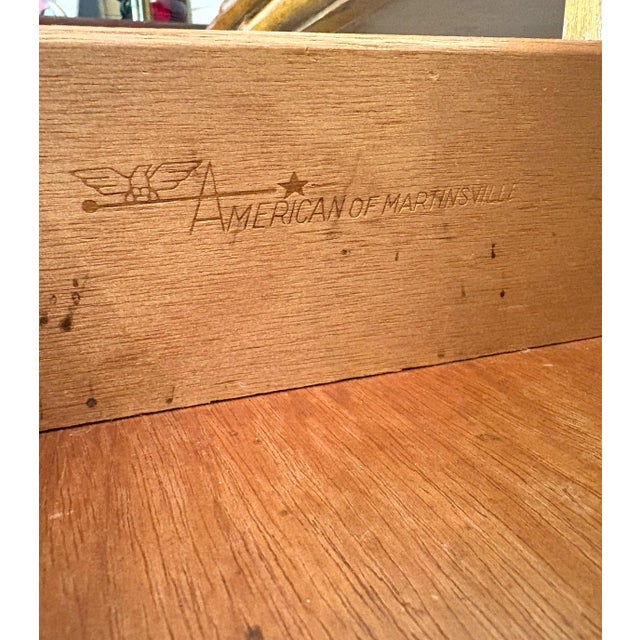 Vintage American of Martinsville Palm Beach Chic Bamboo Bar Cabinet on Casters For Sale - Image 12 of 18