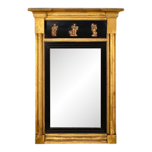 Regency Era Pier Mirror With Gilt and Ebonized Wood Frame (H 27 X W 18 3/4)