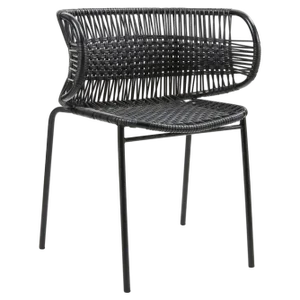 Black Cielo Stacking Chair with Armrest by Sebastian Herkner
