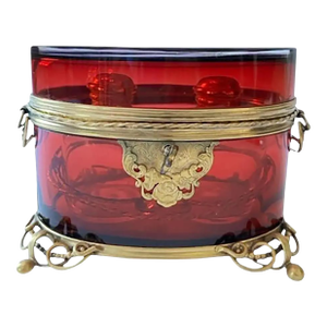 Set of 3 Moser Grand Tour Crystal Box With Scent Bottles