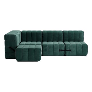 Curt Modular Set - Flexible Small Corner Sofa - Barcelona - Serpentine - V3347/39 (Green) by Ambivalenz, Set of 9 For Sale
