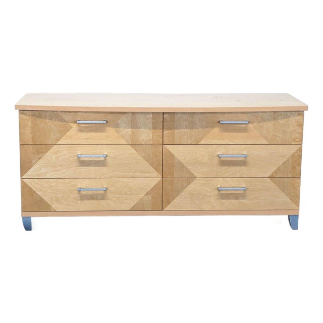 Alf Italia Contemporary 6-Drawer Geometric Wood Dresser For Sale
