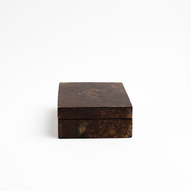 1980s Vintage Tessellated Coconut Shell Lidded Box For Sale - Image 5 of 15