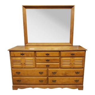 1960s B. P. John Maple Double Dresser With Mirror For Sale