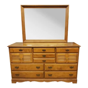 1960s B. P. John Maple Double Dresser With Mirror