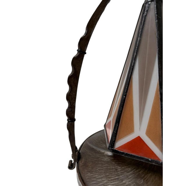 Brown Art Deco Amsterdam School Table Lamp by Amsterdamsche Kunstsmederij, 1920s For Sale - Image 8 of 12