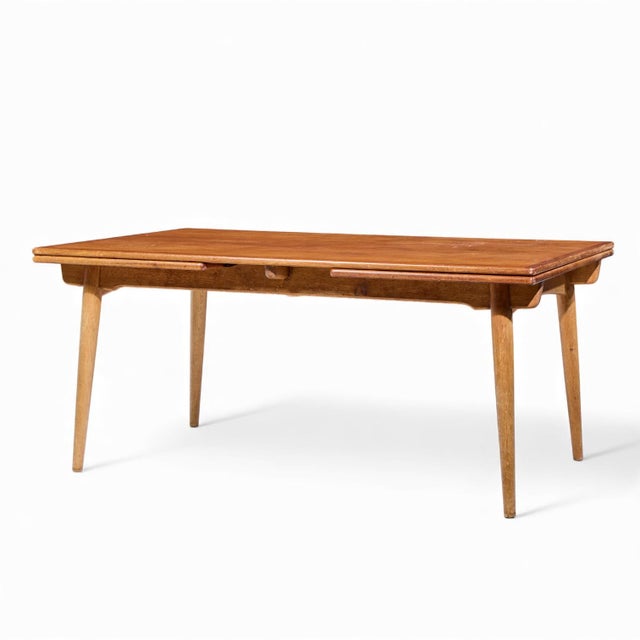 Brown Hans J. Wegner for Andreas Tuck at-312 Mid Century Danish Teak Hidden Leaf Dining Table For Sale - Image 8 of 11