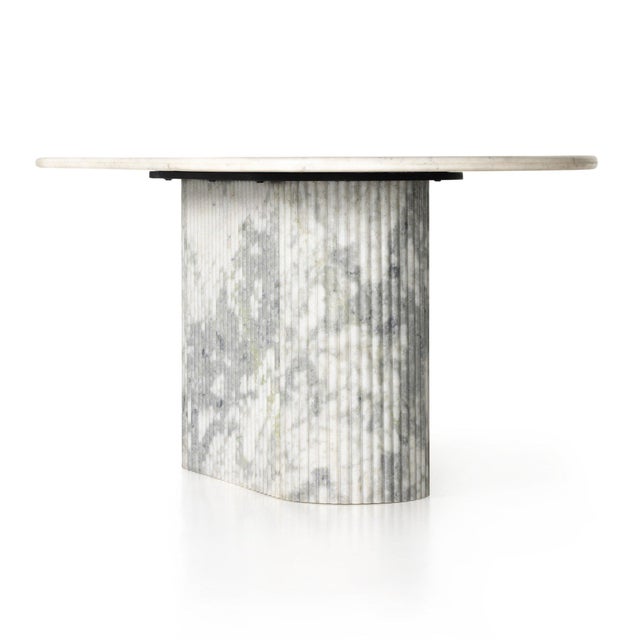 White Four Hands Oranda Dining Table - Polished White Marble w/ Sealant For Sale - Image 8 of 11