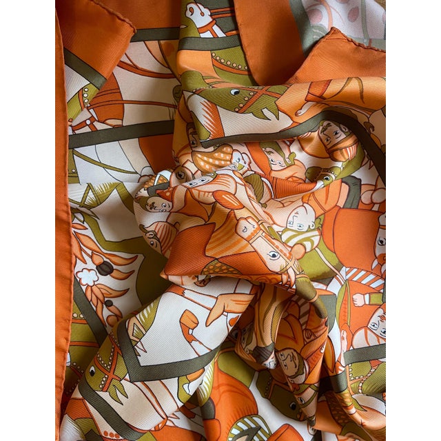 Green HERMÈS ALI BABA Silk Scarf edited 1972 Pierre Peron For Sale - Image 8 of 12