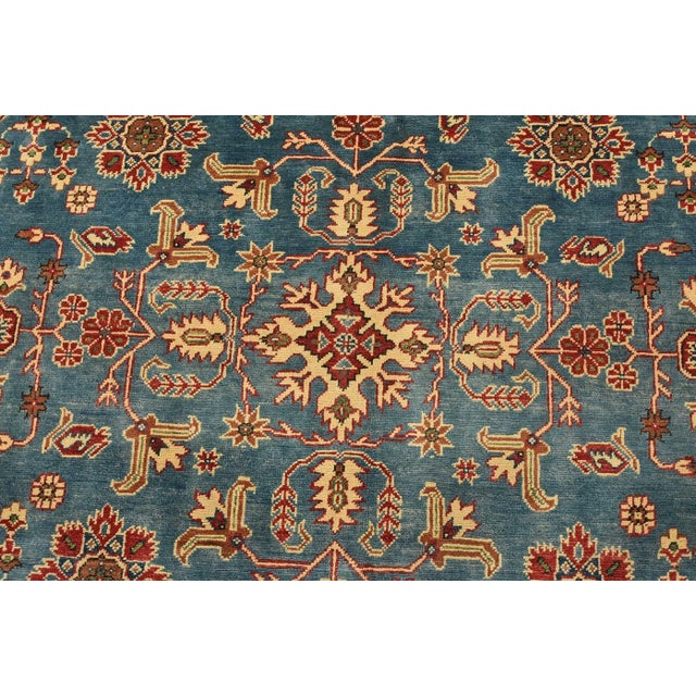 Kazak Rug 7’10” X 7’10” Blue Wool Traditional Hand-Knotted Carpet For Sale In Philadelphia - Image 6 of 14