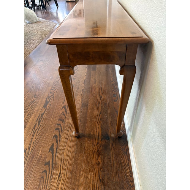 Vintage Ethan Allen Heirloom Solid Maple Sofa Console Table For Sale - Image 10 of 11