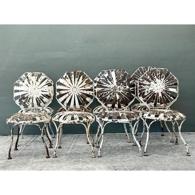 Mid-Century Modern Vintage Francois Carre Sunburst Garden Chairs - Set of Eight For Sale - Image 3 of 12