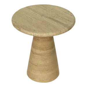 Modernist Conical Table of Travertine Stone From Italy (Four Available)