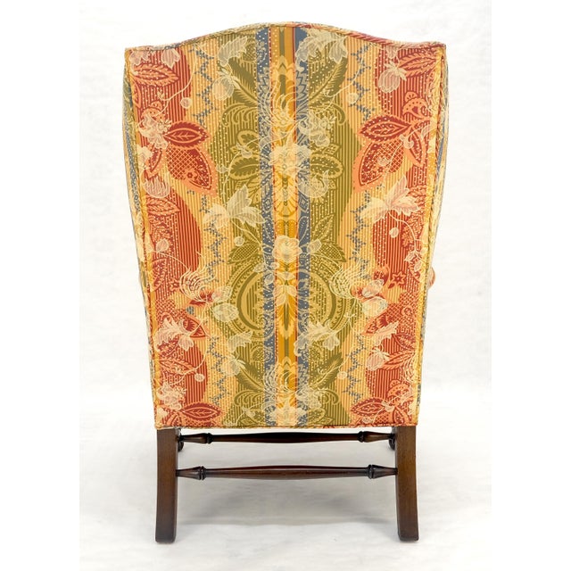 Hickory Chair Furniture Company Large Fancy Floral Pattern Uphlstry Fine Carved Ball & Claw Feet Wing Chair MINT For Sale - Image 4 of 13
